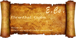 Ehrenthal Csaba névjegykártya
